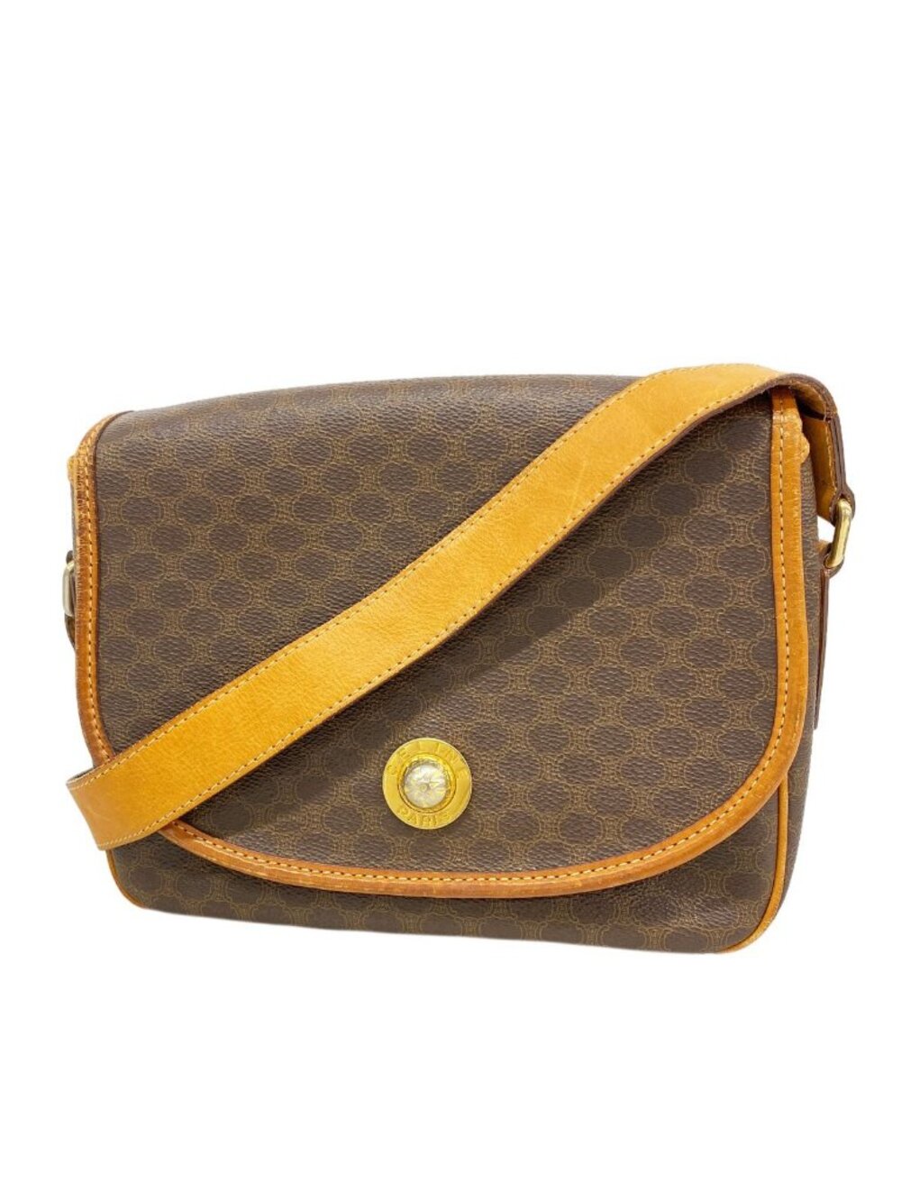 Celine Shoulder Bag Macadam Brown Gold